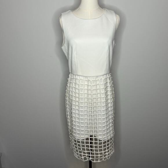 J by JOA Cage Off White Sleeveless Full Zip Dress Womens Size Medium - Picture 1 of 12
